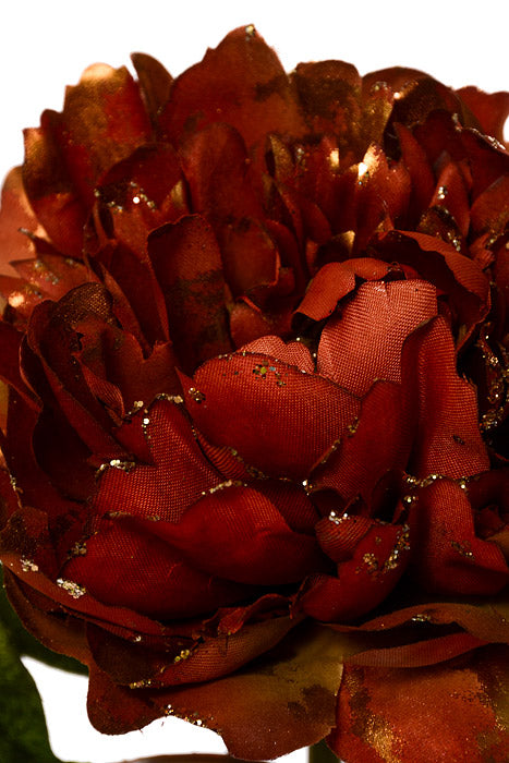 21" Glittered Peony Spray Copper