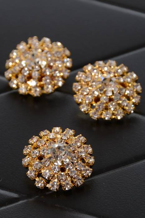 .90" Ribbon Button Gold Pkg/3