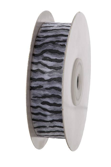 7/8" X 25yds White Sheer W/black Zebra