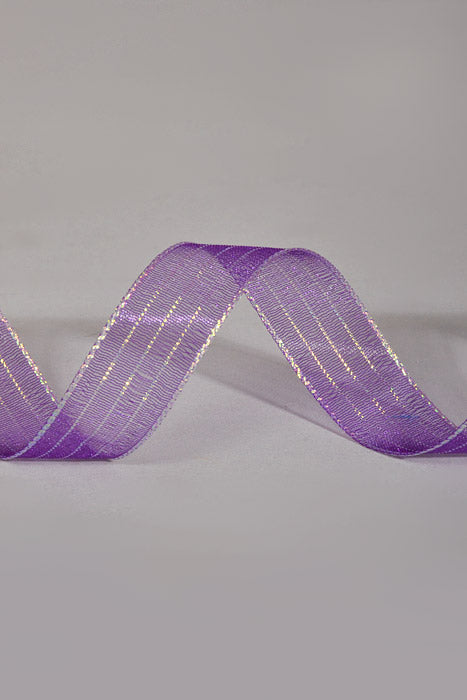 5/8" X 50Yds Metallic Pinstripe Sheer Ribbon Purple Iridescent