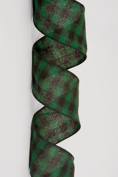 2.5" 10Yds Buffalo Plaid Ribbon Green/Black