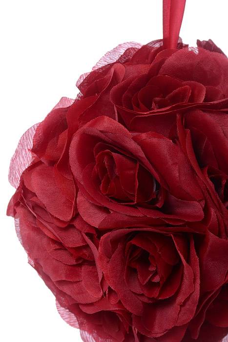 8&quot; Rose Ball W/ribbon Burgundy