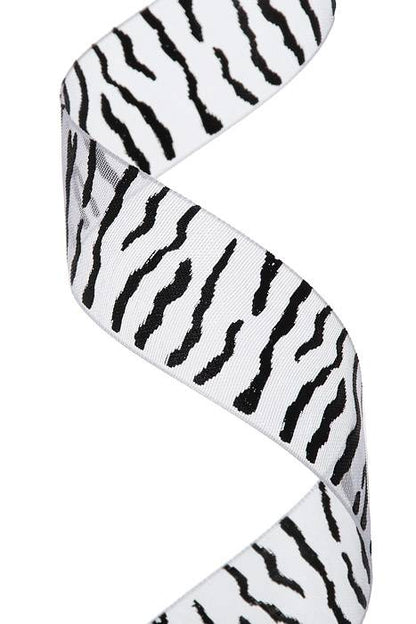 7/8" X 25yds White Sheer W/black Zebra