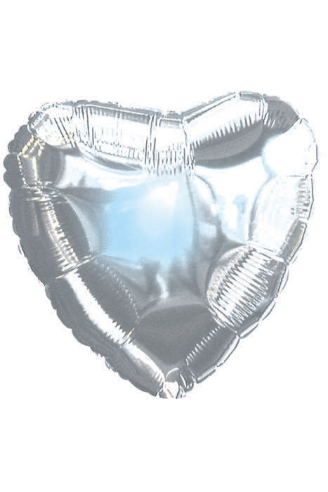 18" Heart Foil Balloon Silver Pkg/10