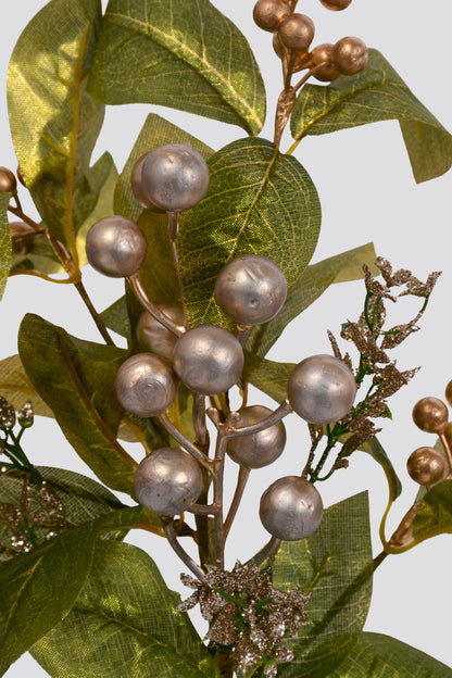 16" Bay Leaf and Berry Spray Gold