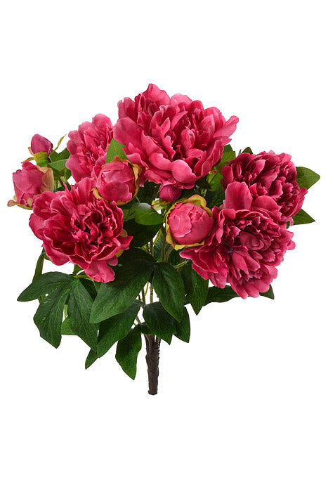 15" Silk Peony Bush Fuchsia