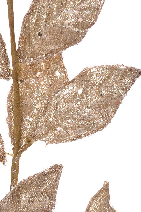 29" Micro Beaded/Sequin Bay Leaf Spray Champagne
