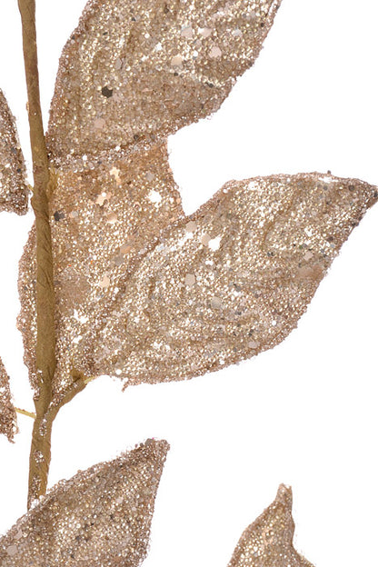 29" Micro Beaded/Sequin Bay Leaf Spray Champagne