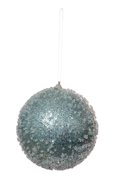 6" Glitter Sequin Iced Ball Ornament Blue