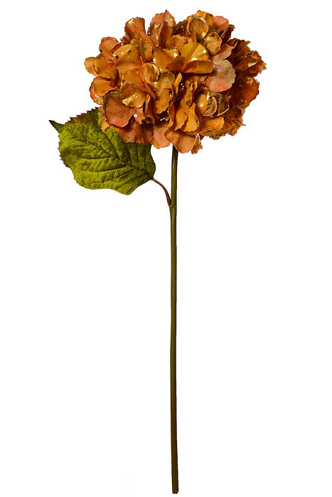 23" Glittered Hydrangea Spray Gold