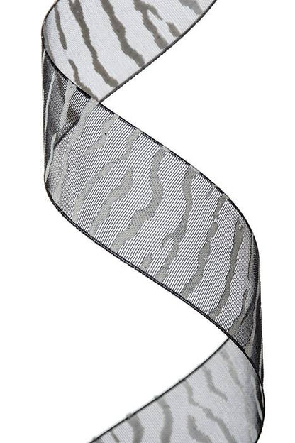 7/8" X 25yds Black Sheer W/white Zebra