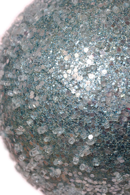 6" Glitter Sequin Iced Ball Ornament Blue