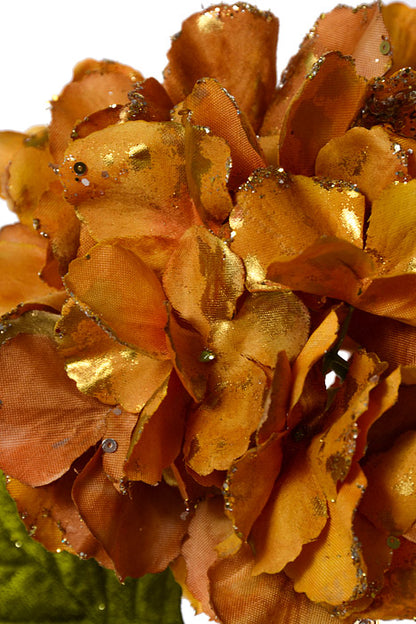 23" Glittered Hydrangea Spray Gold