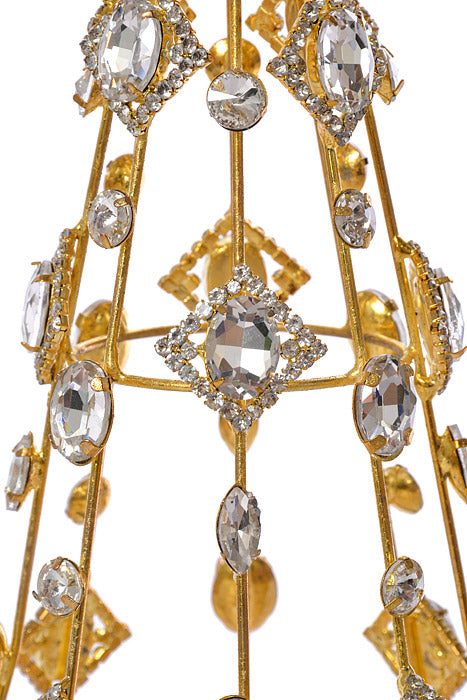 11.5&quot; Jeweled Cone Topiary Gold Clear