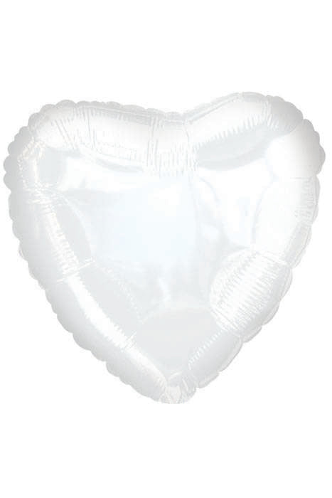 18" Heart Foil Balloon White Pkg/10