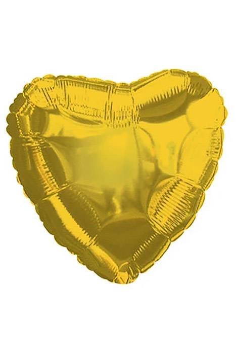 18" Heart Foil Balloon Gold Pkg/10