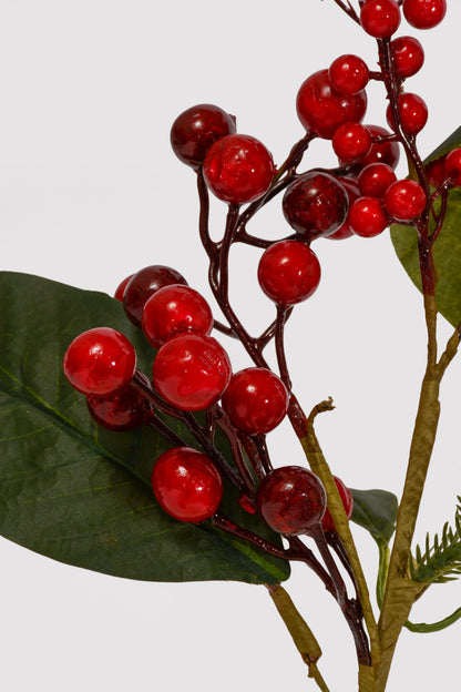 16" Bay Leaf Spray Green/Red