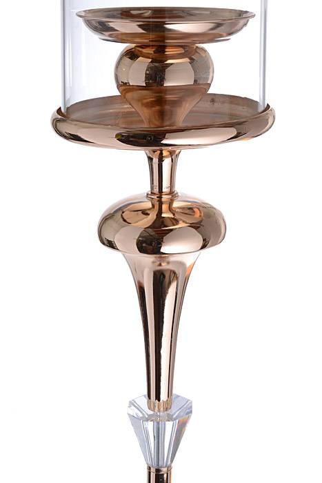 44" Single Lite Candle Holder W/glass Gold