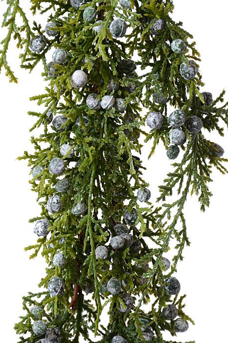 4ft Plastic.juniper Garland W/berries Green