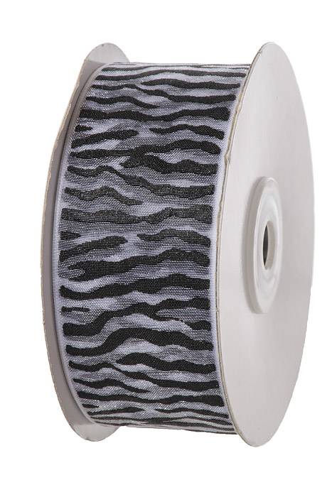 1.5" X 25yds Black Zebra Print Ribbon
