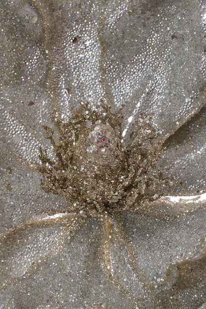 24" Micro Beaded/Sequin Magnolia Stem Platinum