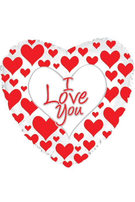 18" Simply Ily W/red Hearts Foil Balloon White/red Pkg/10