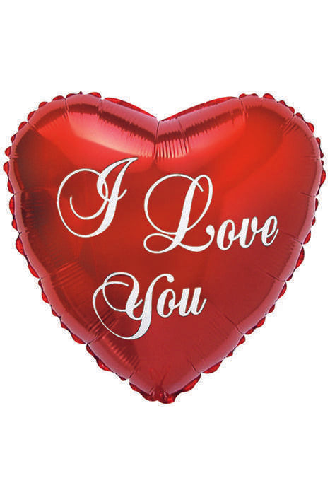 17" I Love You Script Heart Balloon Red Pkg/10