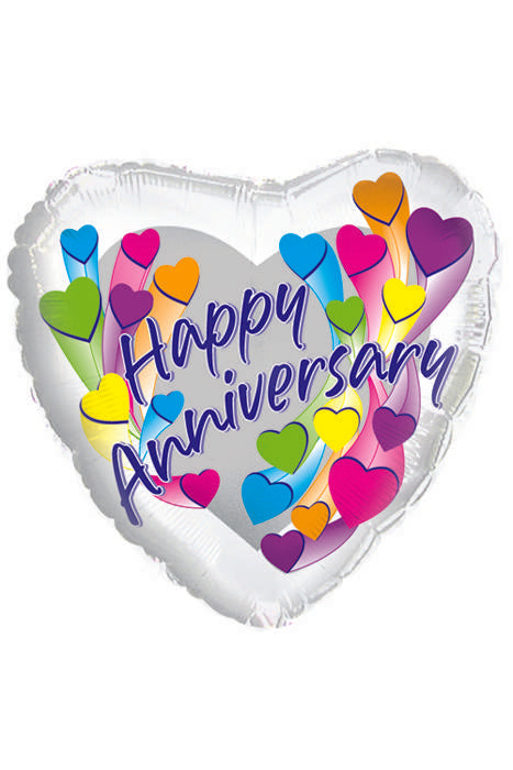 18" Heart Foil Balloon "happy Anniversary" Pkg/10