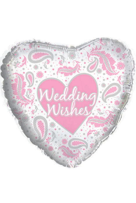 18" Heart Shaped Wedding Wishes Paisley Pkg/10
