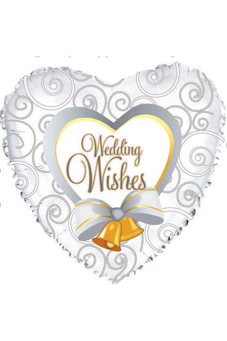 18" Heart Shaped "wedding Wishes" Foil Balloon Pkg/10