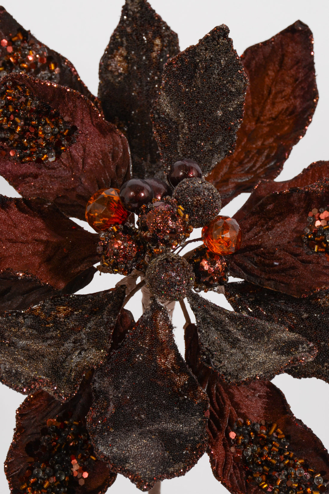 20" X 10.5" Jeweled Poinsettia Stem Chocolate