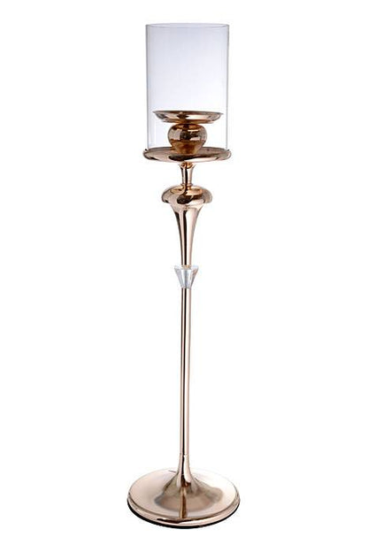 47" Single Lite Candle Holder W/glass Gold