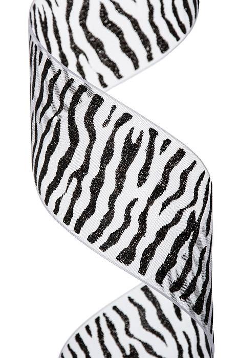 1.5" X 25yds Black Zebra Print Ribbon