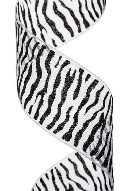 1.5" X 25yds Black Zebra Print Ribbon