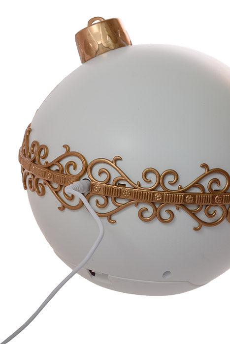 8" Led Battery Timer Spin Nativity Water Globe White/Bronze