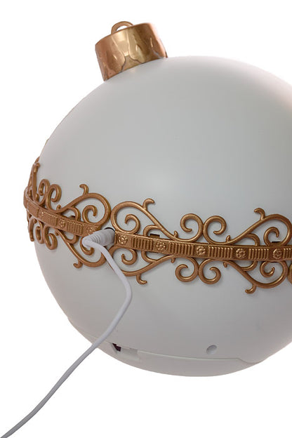 8" Led Battery Timer Spin Nativity Water Globe White/Bronze