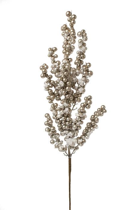 28&quot; Snow Crusted Metal Berry Cluster Spray Platinum