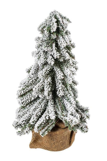 19" Snow Mini Pine Tree W/wood Stand