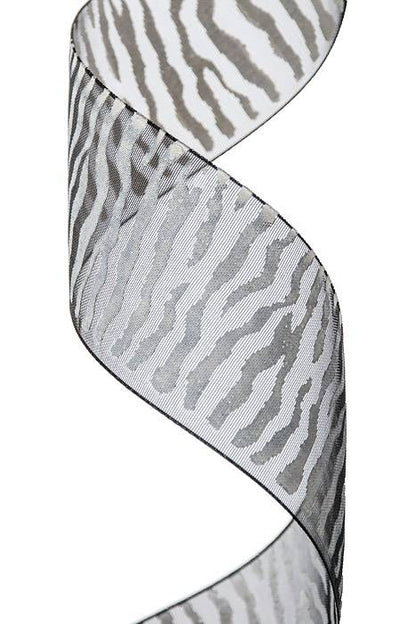 1.5" X 25yds White Zebra Print Ribbon