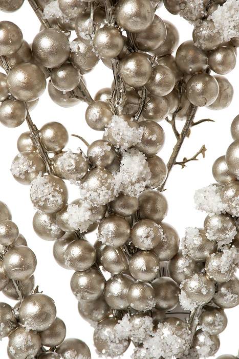 28&quot; Snow Crusted Metal Berry Cluster Spray Platinum