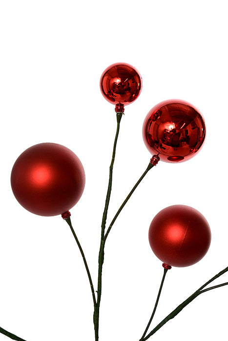 24" Pick Shiny Matte Ornament Red