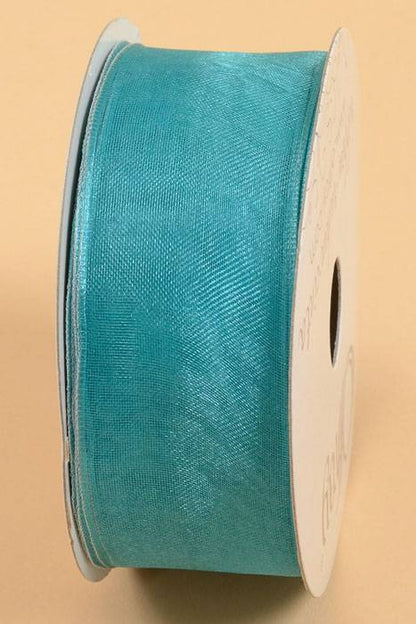 1.5" X 25yds Wired Encored Ribbon Turquoise