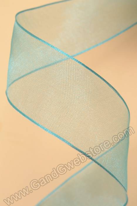 1.5" X 25yds Wired Encored Ribbon Turquoise