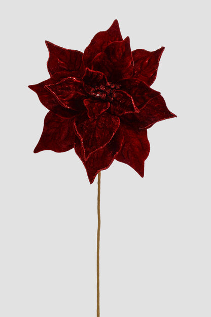 23" Velvet Poinsettia Stem Burgundy