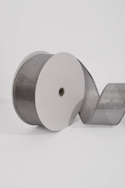 2.5" X 50Yds Wired Stairstep Woven Metallic Ribbon Silver