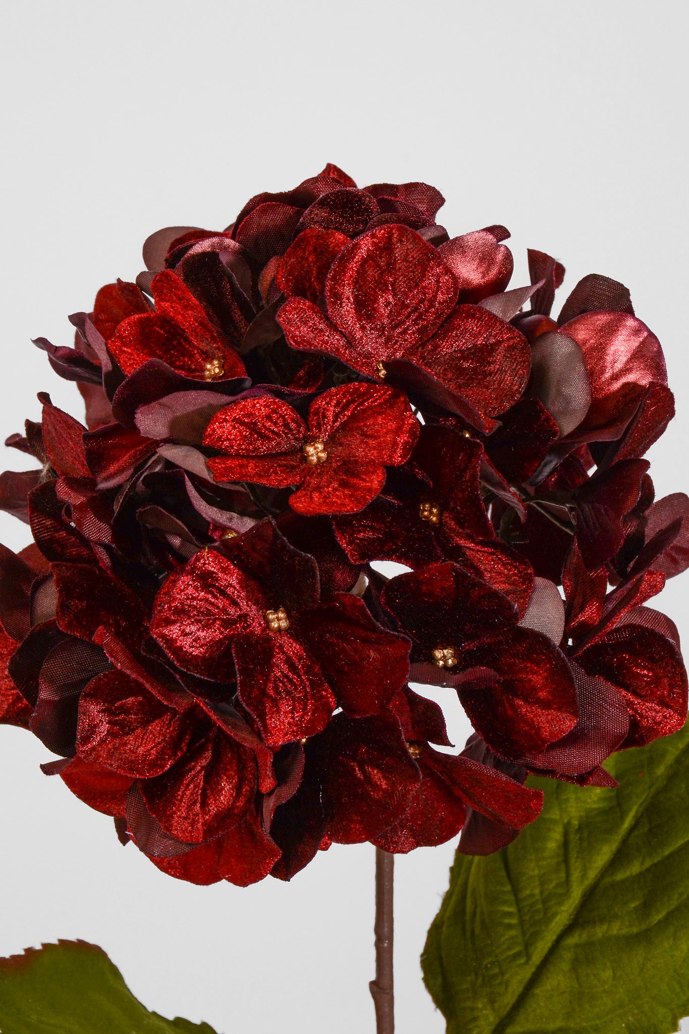 29" Shimmer Velvet Hydrangea Spray Burgundy