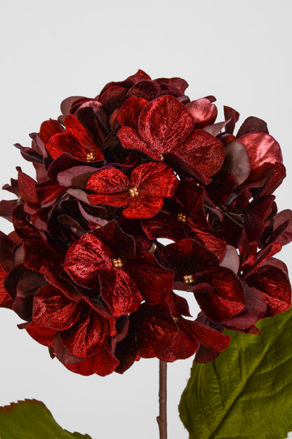 29" Shimmer Velvet Hydrangea Spray Burgundy