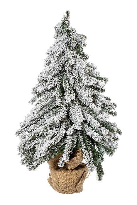 24" Snow Mini Pine Tree W/wood Stand