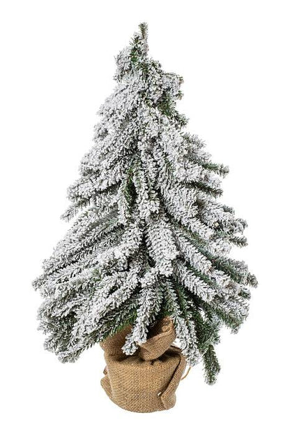24" Snow Mini Pine Tree W/wood Stand