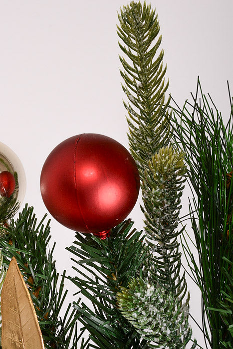 30" Pinecone Rose Ball Pick Green/Red/Gold